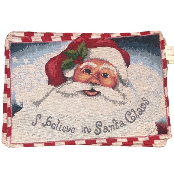 Kohl's Holiday Kohls Stnicholas Square Christmas Santa Tapestry Placemats Nwt Set Of 6 Nwt